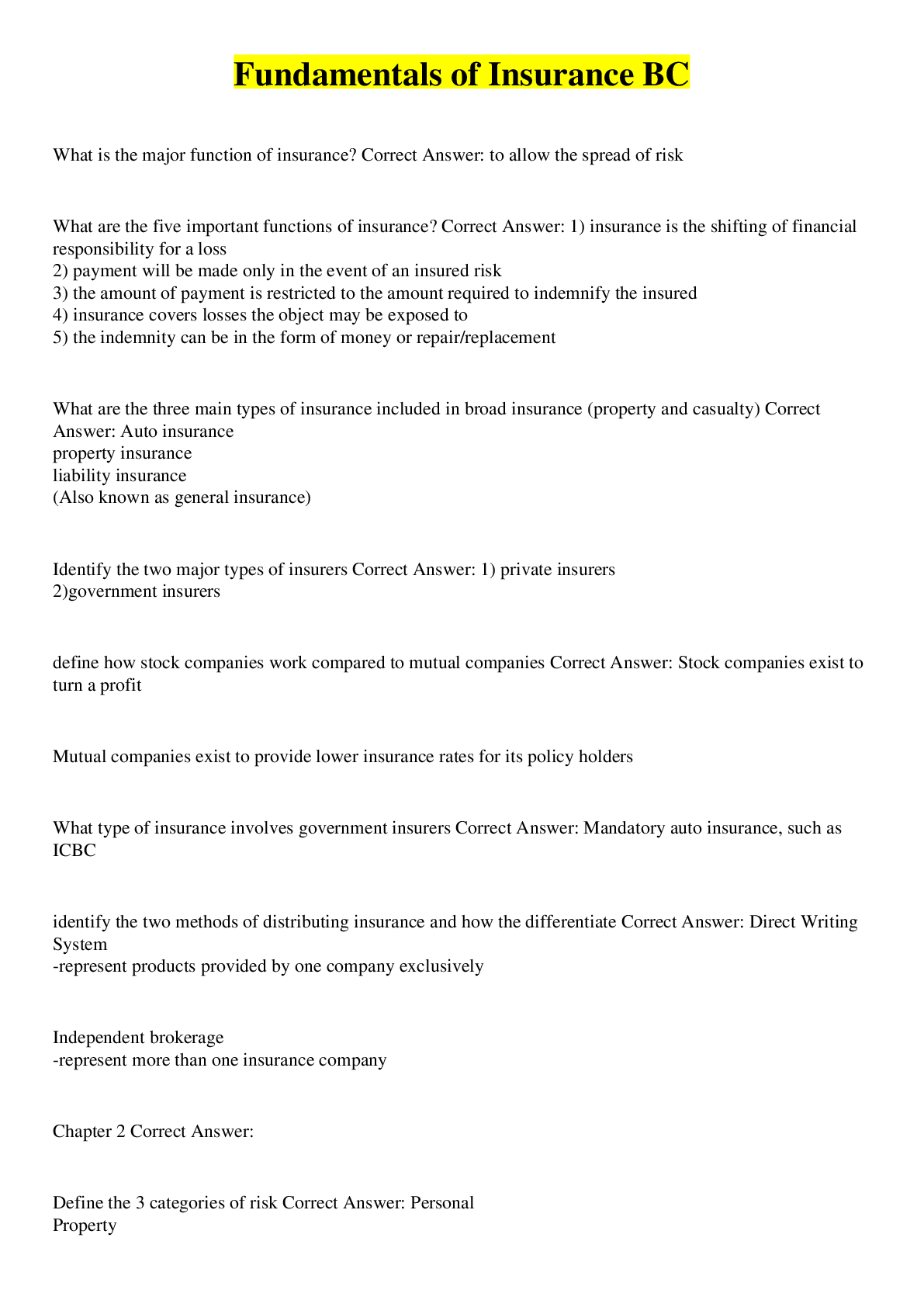 Preview image for Fundamentals of Insurance BC